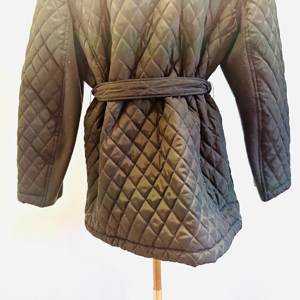 WESTPORT Button Down Snap Button Tie at the Waist Green Quilted Jacket Size 1X - Picture 9 of 12